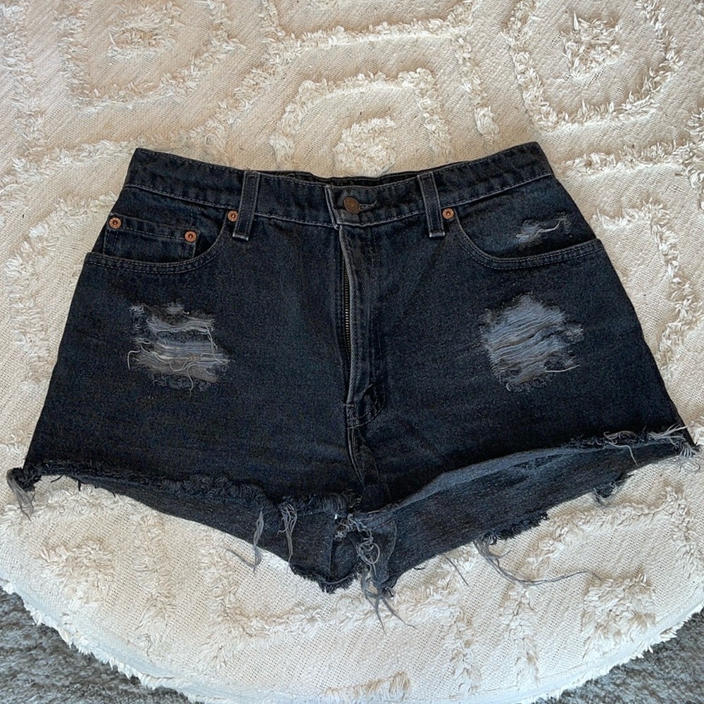 Black denim Levi shorts